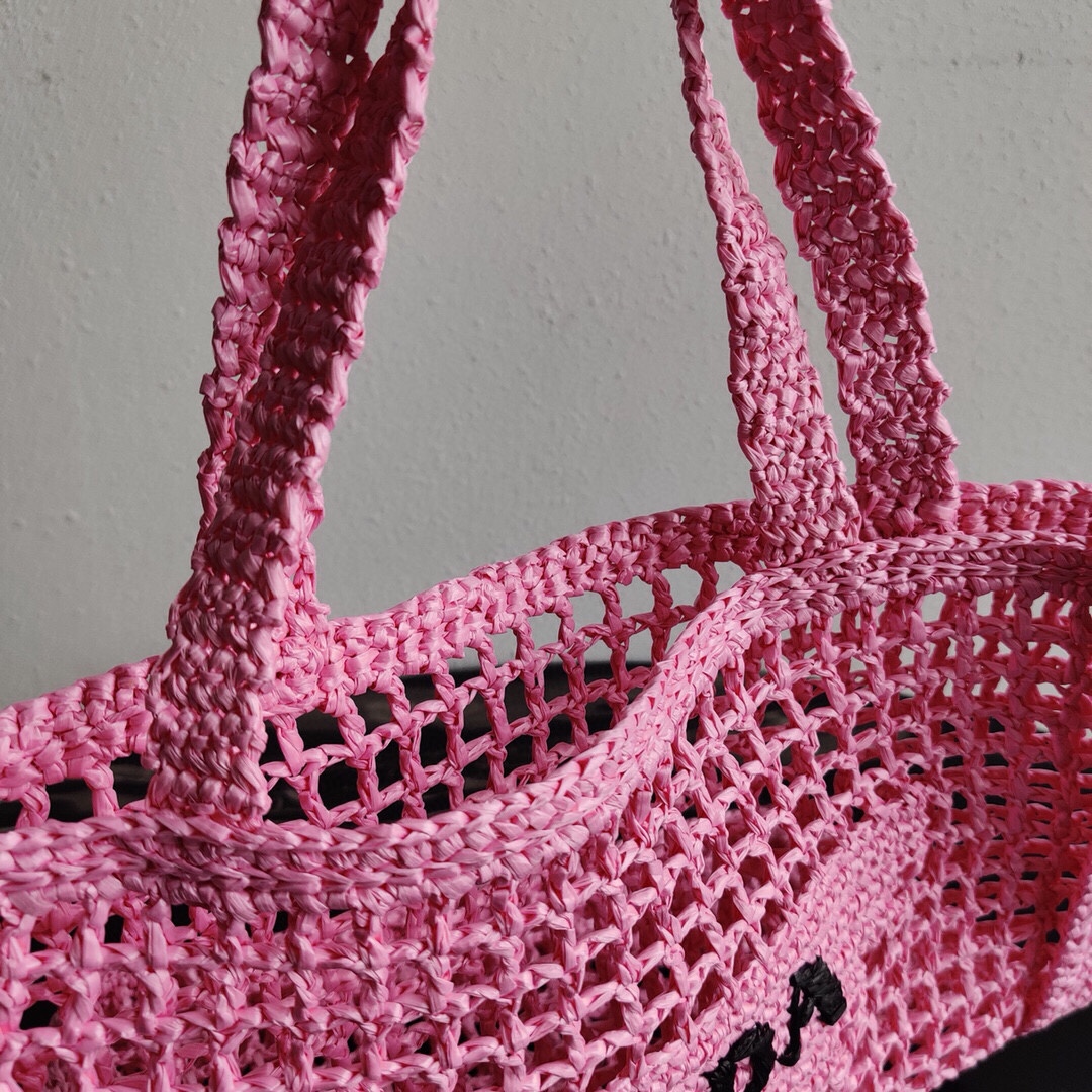 Prada Crochet Bag Tote Pink 1BG393